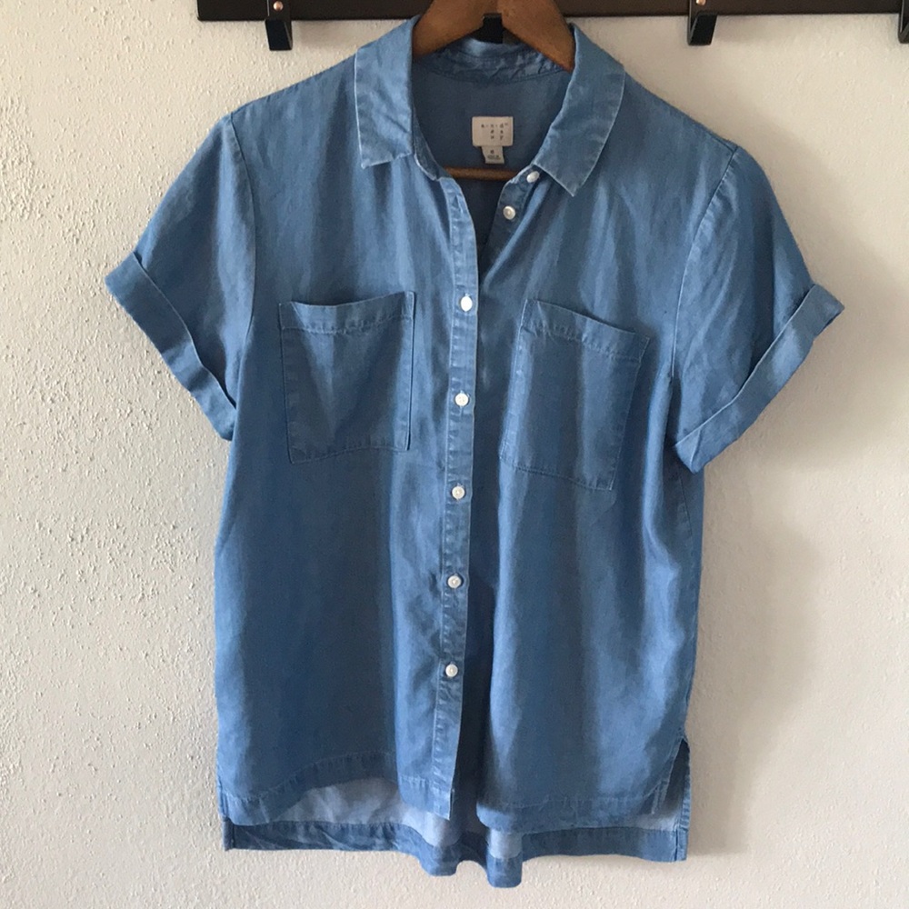 Denim button up short sleeve